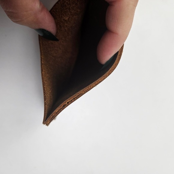 Handmade Minimalist Leather Card Wallet Brown Slim Slot - Picture 5 of 7